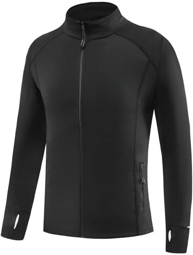 Smatstyle Veste de Course Homme Sport Veste de Coupe Vent Col droit Léger Respirant Avec Trou Pour Le Pouce Haut Zippé Poches Quick Dry Pour Course à Pied Fitness Gym