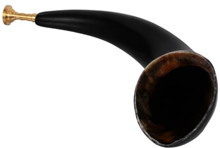 DECORNIJIA Wikingerhorn aus Ochsenhorn und Metall, Handgefertigt, Schwarz | Dämonenhörner, Piratenkostüm Requisiten, Bläst Horn, Piratenhorn, Wikinger Cosplay Horn