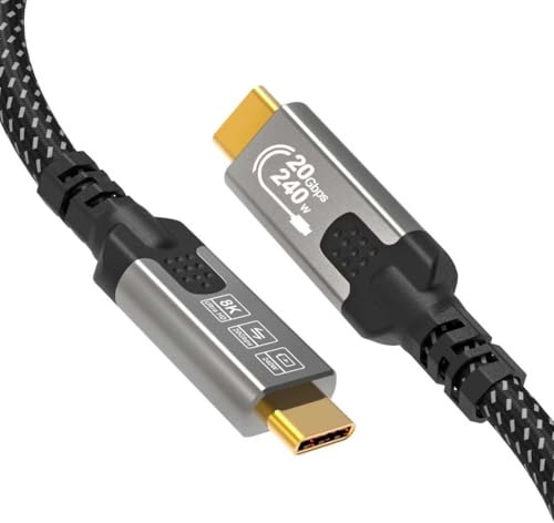 CABLAPTOP cavo usb type-c 1 metro,Cavo USB-C 3.2 Gen2x2, 20Gbps Cavo Dati Type C, Monitor Cavo USB-C a USB-C,8K@30Hz, 4K@144Hz/ 60Hz tipo C, 240W,USB-C per Thunderbolt 4, MacBook Pro,Dock, SSD