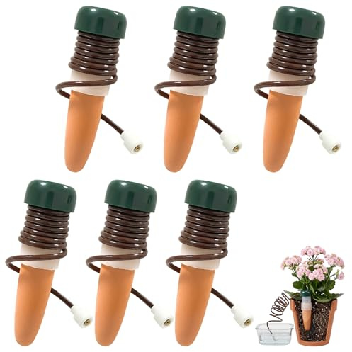 Coco Berming 6 Pezzi Distributore Acqua Piante D'appartamento (Marrone) | Distributored' Acquaper le Piante, Irrigazione Automatica Vasi Balcone, Kit Irrigazione Vasi Pervaso, Balcone Bonsai