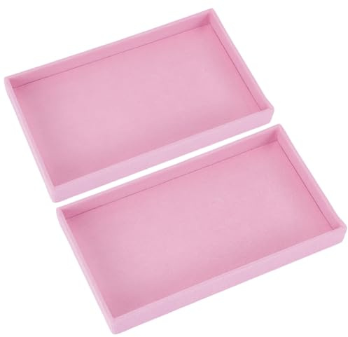 SOFPLATE 2Pcs Velvet Jewellery Display Trays Stackable Jewellery Drawer Inserts Bulk Blank Stylish Stackable Organizer Trays for Ring Earring Holder Necklace Bracelet Storage Display Dish Gift Adults