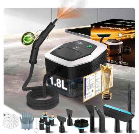 20-IN-1 Upgraded Steam Cleaner, 3-Level【#1 German CTL: 50% Effizienter – Akkufreier Stufengriff】【UK Tested: 99.99% Germ Kill – #1 German SPJ】Handheld Steam Cleaners for Home,Floor,Sofa,Car&Windows