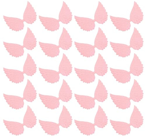 LIFKOME 30 Kleiner Engelsflügel Bastelzubehör aus Kunststoff Rosa für Kuchen Deko Cupcake Topper Partydekoration Selbstgemacht Schmuckornamente