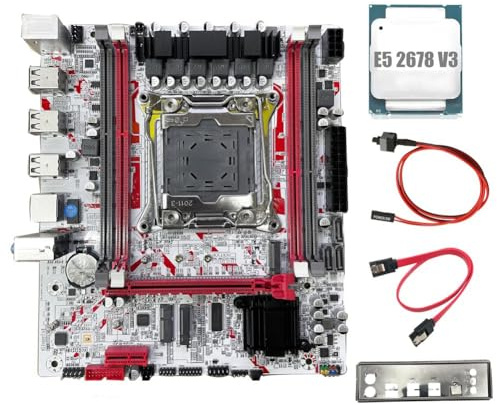 Jnchdghwa Scheda Madre X99 + CPU E5 2678 V3 Gaming X99G757 LGA 2011-3 DDR3 Chipset HM55 Supporto Fino A 64GB di Memoria