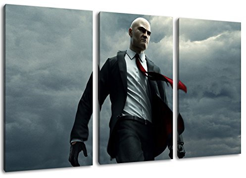 Hitman 3-Teilig auf Leinwand, XXL riesige Bilder fertig gerahmt mit Keilrahmen, Kunstdruck auf Wandbild mit Rahmen