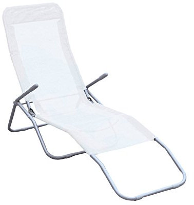 Linea Garden Friend Sdraio Basculante in Tubo di Acciaio ⌀ 25 mm e Telo in Textilene 450 gr, Colore Bianco