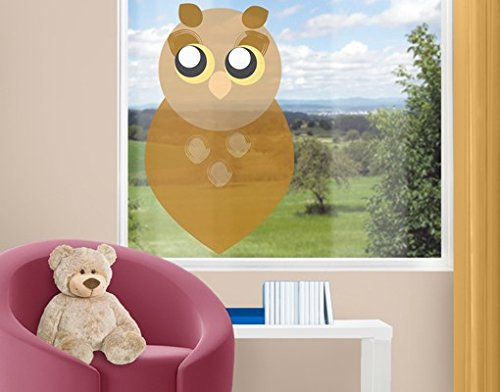 Fenstersticker No.CA40 Eulein Eulen Uhus Vögel Tiere Babys Fenstersticker Fensterfolie Fenstertattoo Fensterbild Fenster-Deko Fensteraufkleber Fensterdekoration Glas-Sticker Größe: 202cm x 120cm