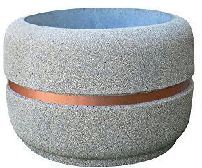 ARTISTICA GRANILLO FIORIERA IN CEMENTO,VASO,INTERNO E ESTERNO, INERTI A VISTA H 45 DIAM.60 CM.