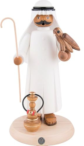 Mueller Räuchermann Araber mit Falke und Shisha, 27 cm hoch, original Erzgebirge Seiffen