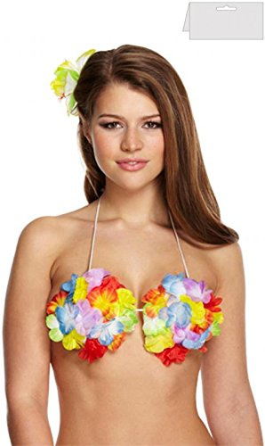 Hawaiian Hula Flower Bra Fancy Dress Accessory - Adult One Size