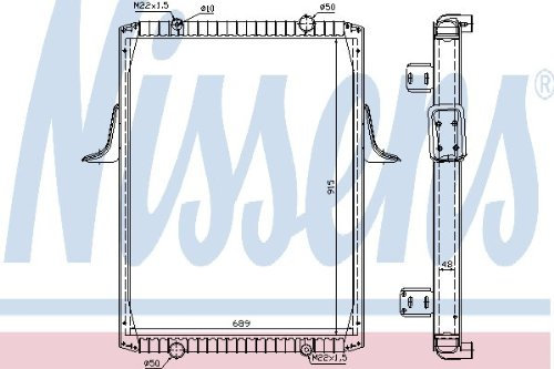NISSENS Kühler Motorkühlung Kühler Wasserkühler Motorkühler Netzbreite 689mm Netzlänge 915mm Netztiefe 48mm 63821A