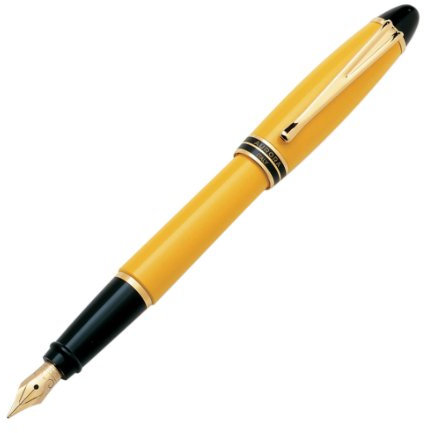 Aurora B11-Y Black Gold Yellow Fountain Pen - Fountain Pen (Black, Gold, Yellow, Resin)