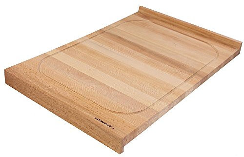 NATUREHOME Schneidebrett 60x40cm mit Saftrille und Anschlag aus zertifiziertem, Buchenhartholz – Beidseitig nutzbar, rutschfest und langlebig – extra großes Tranchierbrett für Fleisch, Brot und Gemüse