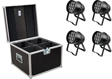 EUROLITE Set 4X LED PAR-64 HCL 12x10W sw + Case | 4 PAR-Scheinwerfer mit passendem PRO Transportcase