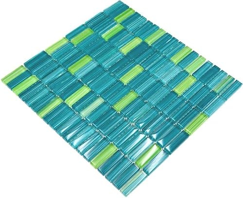 Carrelage mosaïque translucide vert trait bâtonnets mosaïque en verre cristal vert trait pour mur, salle de bain, WC, douche, cuisine, revêtement de comptoir, revêtement de baignoire