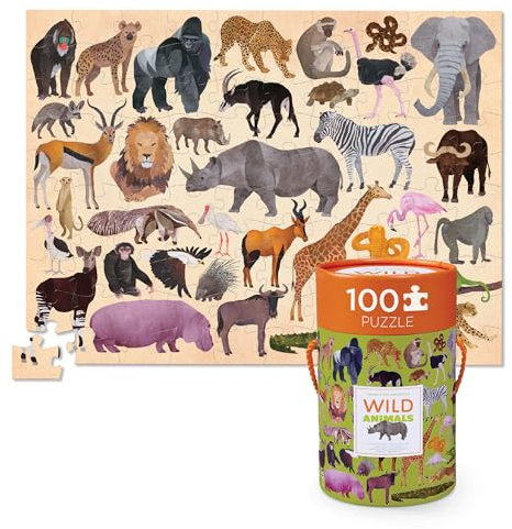 Bertoy 384054-2 Crocodile Creek Dreißig-Six Wild Animal Puzzle 100 Teile im Kanister