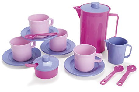 Dantoy Coffee Set For 4, Role Play Tea Party with 17 Pieces Pretend Play Toys for Kids – Princess Pink