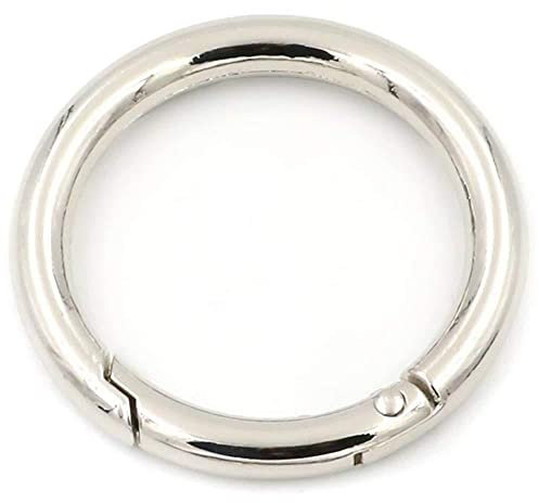2 x Karabinerring mit Federöffnung, O-Ring, rund, Schnappverschluss, Schlüsselanhänger, silber, 20 mm