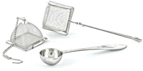 Tea Infuser (Set of 2 Pyramid & Square) with Tea Scoop | Ultra Fine Tea Strainer for Loose Leaf Tea | Stainless Steel Tea Steeper for a Superior Brewing Experience