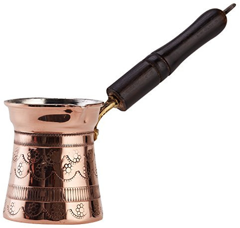DEMMEX Cezve Ibrik Briki Kaffeekanne, türkisch, griechisch, Kupfer, für 2–3 Tassen, Holzgriff, 100 % handgefertigt in der Türkei (Kupfer gestempelt), 57,7–298,4 ml