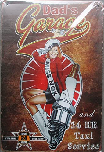 Hotrodspirit – Schild für Garage und Pin-Up-Kerze NGK Spark Plug 30 cm Werbetür Metall Pub