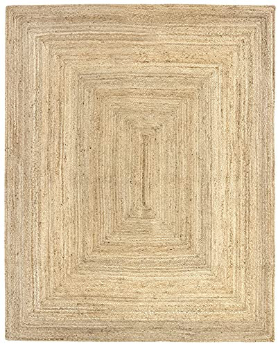 HAMID Jute Teppich, Alhambra Teppich Handgewebt 100% Naturfaser de Jute, Wohnzimmer, Schlafzimmer, Flurteppich, Farbe Natur (200x250cm)