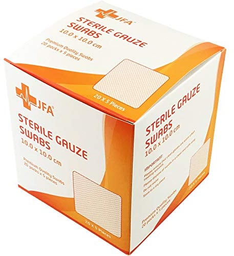 JFA Medical Premium Sterile Gauze Swabs 10cm x 10cm - Pack of 100