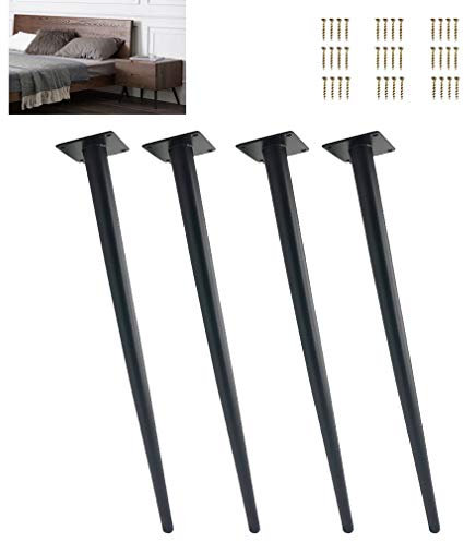 4er Set Schwarz Möbelbeine Möbelfuß,Metall Sofafuss Tischbeine,Konisch Schrankbeine Sockelfuß,Lehrstuhl Fusse Aus Eisen,für Couchtische Schränke,Bett,Traggewicht 1000KG,42cm-72cm(oblique44cm)