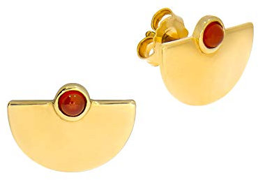 Zeeme Gemstones Damen Ohrstecker 925/- Sterling Silber 1,0cm Glänzend Achat weiß 358220674V