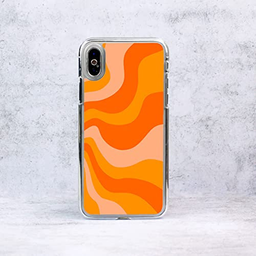 70's Groovy Lines Plastic Phone Case/Cover Compatible with iPhone 7 Plus / 8 Plus Orange