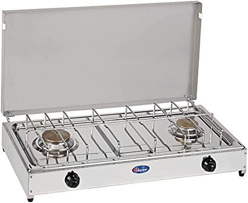 Fornello 2 Fuochi a Gas Metano (gas di città) con Valvola di Sicurezza CFParker Made in Italy - 5522RSGm