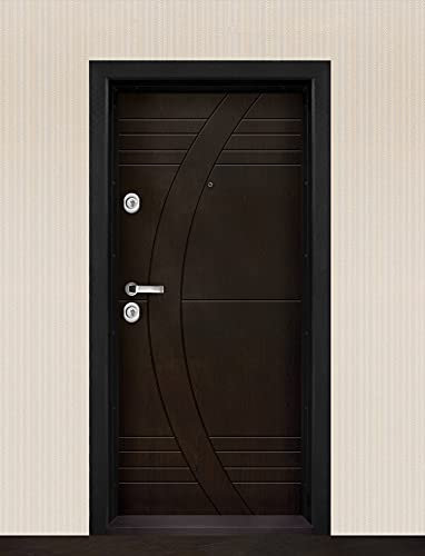 Porta Blindata Portone Blindato Esterno Porta Blindata Ingresso 90x200 con Spioncino Serratura Porta Blindata Porte Blindate Portone Esterno Marrone PL32 (Interna Destra)