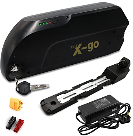 X-go (2-5 Days Delivery) 48V Ebike Battery 13AH with Charger, USB Port, Lithium Pedelec Electric Bike Battery Pack Down Tube for 48V 350W 500W 750W 1000W Motor,Black