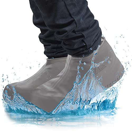GOODS+GADGETS Silikon Überziehschuhe Überschuhe wasserdichte Schuh-Überzieher Regen-Schuhe rutschfeste Schuhschoner Galoschen, wiederverwendbar (M (34-39), Grau)