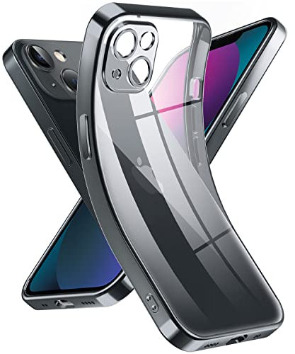 Supdeal Crystal Clear Case for iPhone 13 Mini, [Never Yellow] [Camera Protection], Thin Slim Fit Transparent Soft Silicone Phone Protective Case Cover, 5.4 Inch, Black