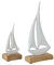 2tlg. Dekoaufsteller Boat weiß Natur aus Holz und Metall Segelboot Schiff (gr.+kl.)