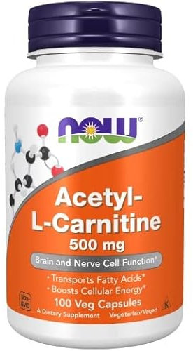 Now Foods, acetil-L-carnitina, 500 mg, 100 cápsulas veganas, aminoácidos