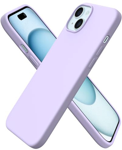 ORNARTO Compatible with iPhone 15 Plus Case 6.7, Slim Liquid Silicone 3 Layers Full Covered Soft Gel Rubber 15 Plus iPhone Case Cover 6.7 inch-Purple