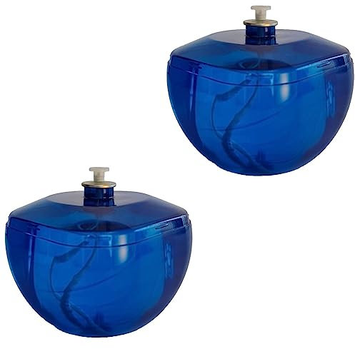 Set 2er Einsatz für Flüssigwachskerze, Grabkerze, Öllampe Lina. Brenndauer Von Mindestens 2 Wochen (2 X 7 Tage Brenndauer) - Blau
