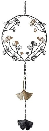 Fensterdekoration Ginkgoblat - Deko Fensterhänger - Hängedeko für Fenster - Wintergarten - Metall 18 cm Durchmesser - schwarz Gold