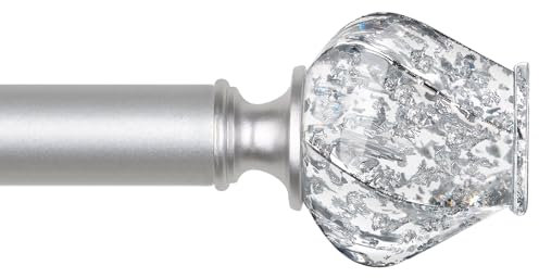 HOTOZON Gardinenstange 80-148 cm, Silber Ausziehbare Vorhangstange für Wohnzimmer, Esszimmer, Küche und Büros, Lichtdurchlässige Endstücke mit Silberfolie, Teleskop-Struktur