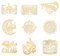OLYCRAFT 9 Stück 4x4cm Goldene Metallaufkleber Islamische Kalligraphie Aufkleber Selbstklebende Religionsthema Aufkleber Goldene Epoxid Aufkleber Wasseraufkleber Für DIY Sammelalben Epoxidharz Dekor