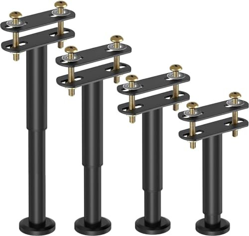 YELIKIT 4PCS Verstellbare Bettbeine, 18-33cm höhenverstellbar, Bettstützbeine für Bettrahmen/Bett-Mittellatten, Metall, verstellbare Möbelersatz für DIY-Möbel, Küchenschrank, Sofabetten