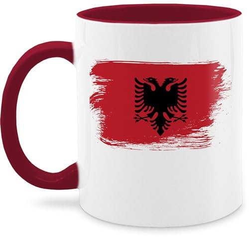 Tasse Tassen 325ml - Fußball EM WM - Albanien Albanija - 325 ml - Bordeauxrot - 2024 fussball albania fanartikel europameisterschaft albaner fu ball shqiptar em24 albanian fussball-wm albanisch