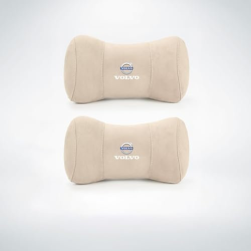 NURCIX Auto Nackenkissen Autositz Kopf Nackenstütze Kopfstütze für Volvo XC60 XC40 XC90 S90 S60 Auto-Kissen zum Fahren Nackenschmerzlinderung Auto Decor Zubehör,Beige Style