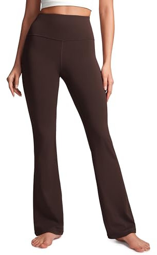 CRZ YOGA Damen Butterluxe Yogahose Schlaghose High Waist Blickdicht Flared Leggings - 81cm Bootcut Bootleg Soft Sporthose Heißes Fudge-Brown 38