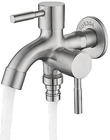 Double outlet Garden Tap 1/2 pouces double robinet d'eau en acier en acier inoxydable résistant à la rouille pour le jardin, ménage, industrie, kit de robinet extérieur