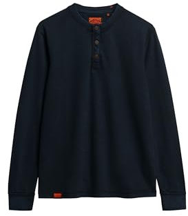 Superdry Vintage Textured Grandad LS Top Men - M Dark Blue