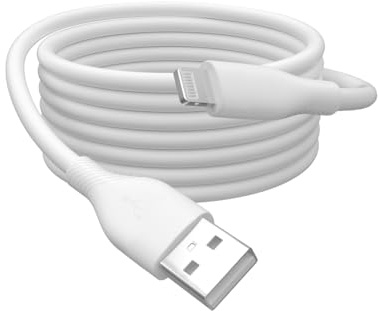 DIGITUS Lightning Ladekabel – 2 m – USB-A zu Lightning – 12W – 480 Mbit/s | Flexibler Silikonmantel – MFI-Zertifiziert – USB 2.0 – Weiß