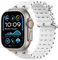 Astorgos Correas Ocean Compatible con Apple Watch Ultra2/Ultra 49mm,S10 46mm,9/8/7 45mm,SE2/SE/6/5/4 44mm,3/2/1 42mm,Correa de Reloj Deportiva con Conector Metálico para Hombre Mujer, Plata/Blanco